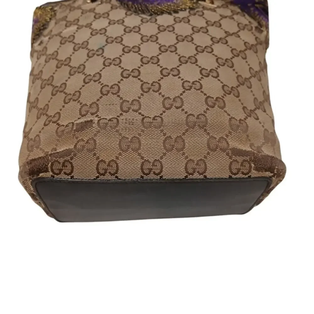 GUCCI Small Tote Shoulder Bucket Bag Monogram Peacock Embellished Sequin Vintage